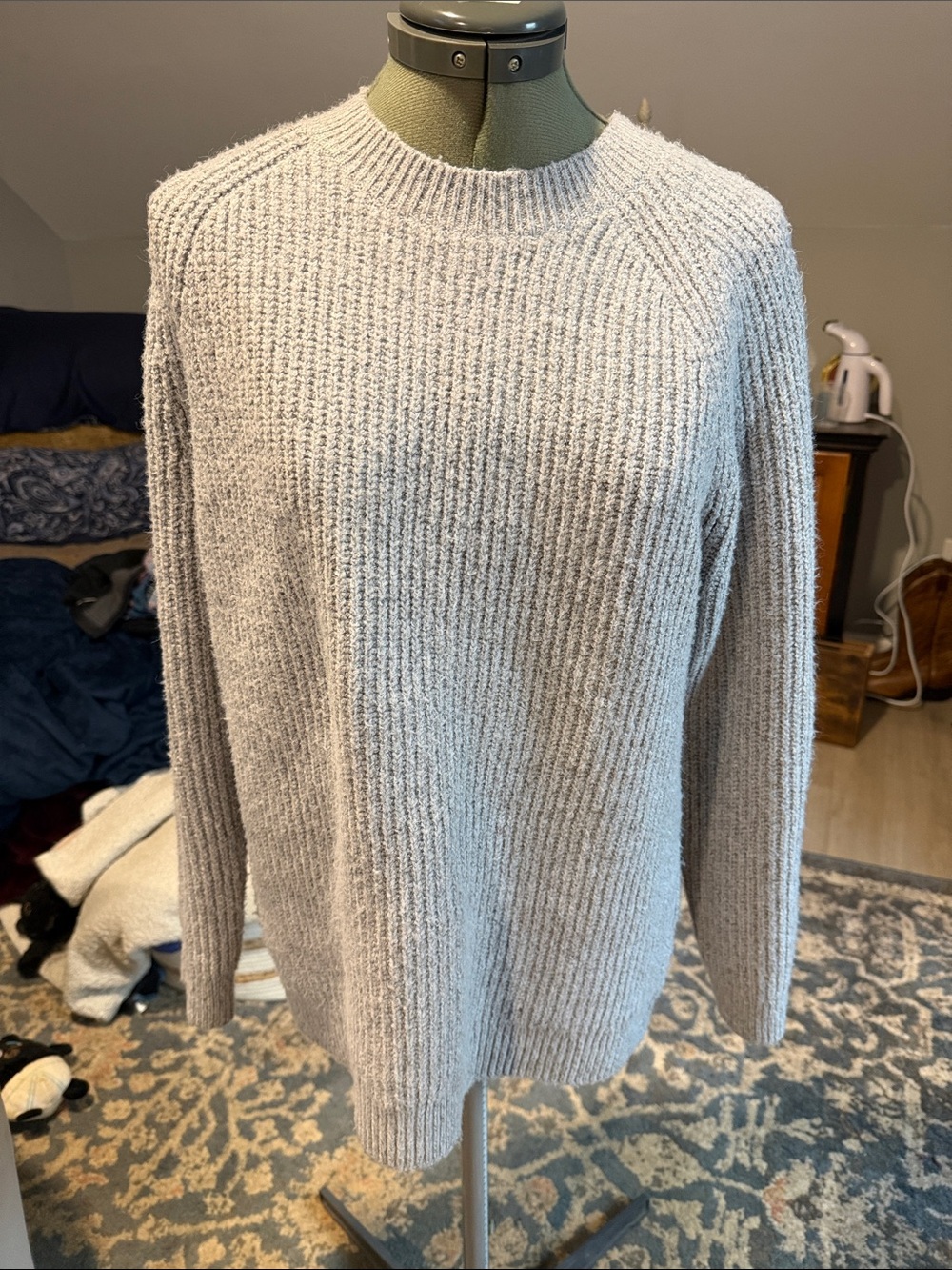 bp Light Gray Women's Crewneck Ribbed Sweater